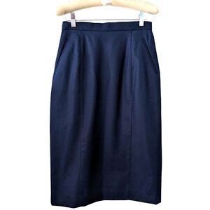 VINTAGE 100% wool navy blue pencil skirt
